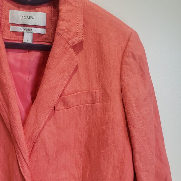 J Crew Schoolboy Blazer Women's 0 Peach Coral 2 Button Closure Lined - Picture 8 of 15